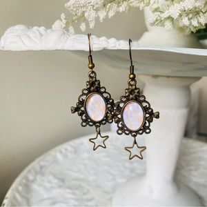 Vintage Style Bronze Star Dangle Earrings